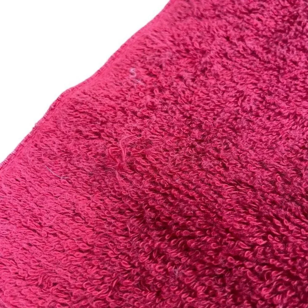 Vintage 1990s Ralph Lauren Red Cotton Towel Set 3 Bath Body Hand Washcloth USA